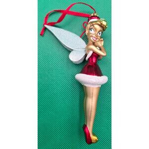 Disney Tinkerbell Ornament Red Dress‎ Gold Body Santa Christmas Peter Pan